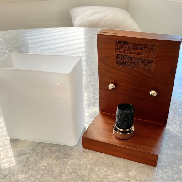 NIB West Elm Bathroom Sconce Milk Glass Cherry Wood - Picture 6 of 7